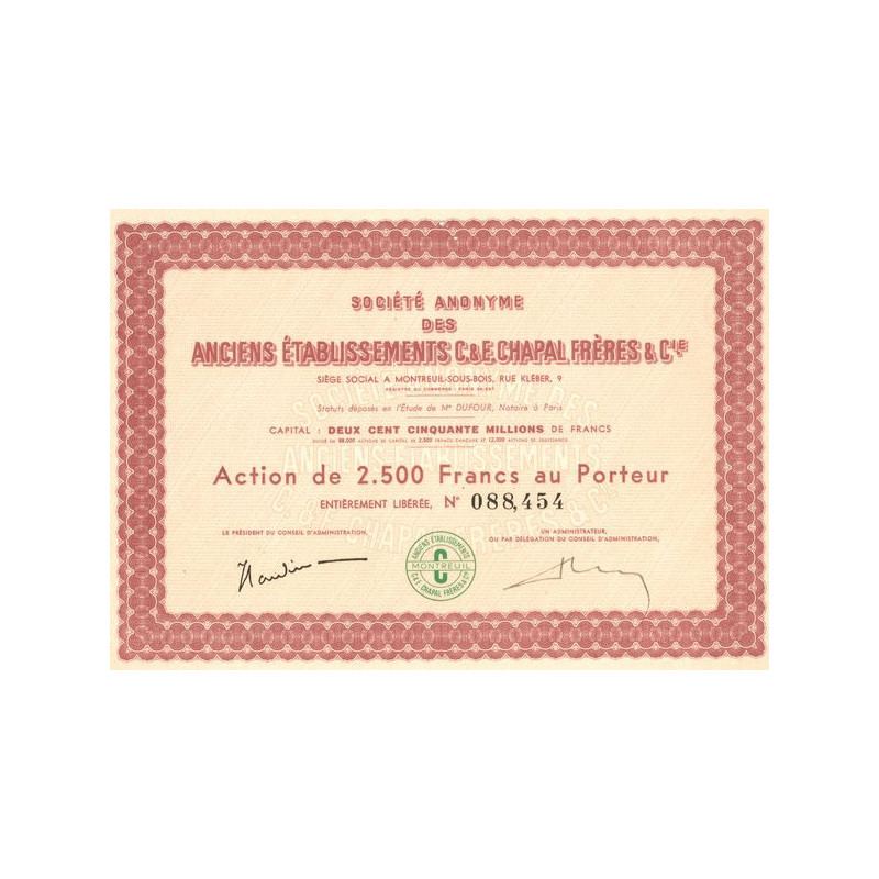 S.A. des Anciens Etablissements C. & E. Chapal Frères & Cie (Act 2500 F)