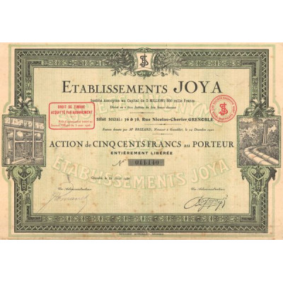 Etablissements JOYA S.A. (Act 500 F)