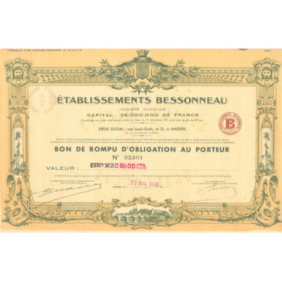 Etablissements Bessonneau (Bon de Rompu Obl 30 F)