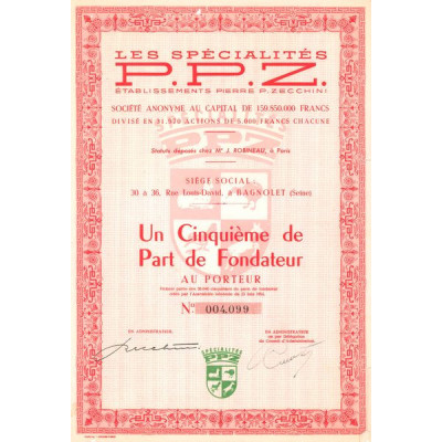 Les Spécialités P.P.Z - Etablissements Pierre P. Zecchini (1/5ème de PF)