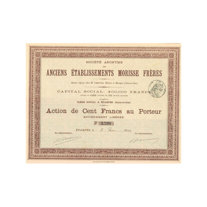 S.A. des Anciens Etablissements Morisse Frères (Act 100 F)