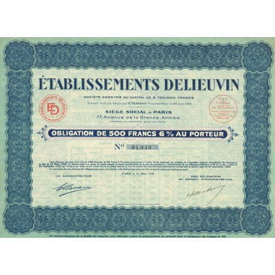 Etablissements Delieuvin (Obl 500 F 6%)