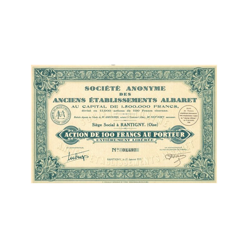 S.A. des Anciens Etablissements Albaret (Act 100 F)