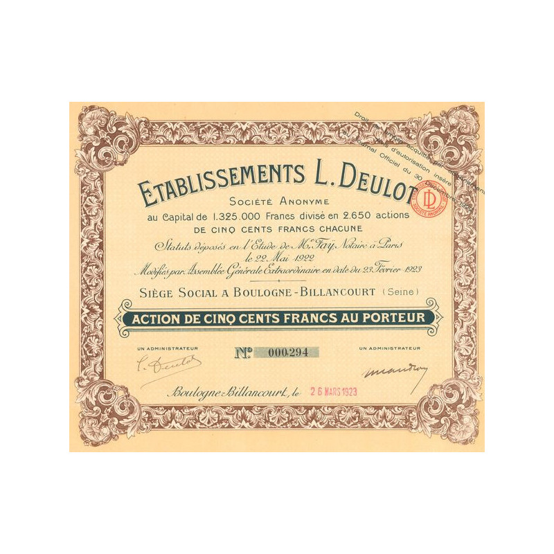 Etablissements L. Deulot (Act 500 F)