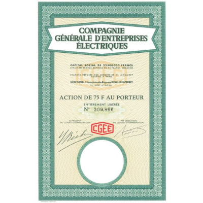 Cie Gale d'Entreprises Electriques (Act 75 F)