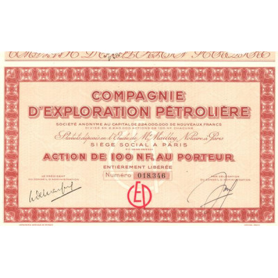 Cie d'Exploration Pétrolière (Act 100 NF)