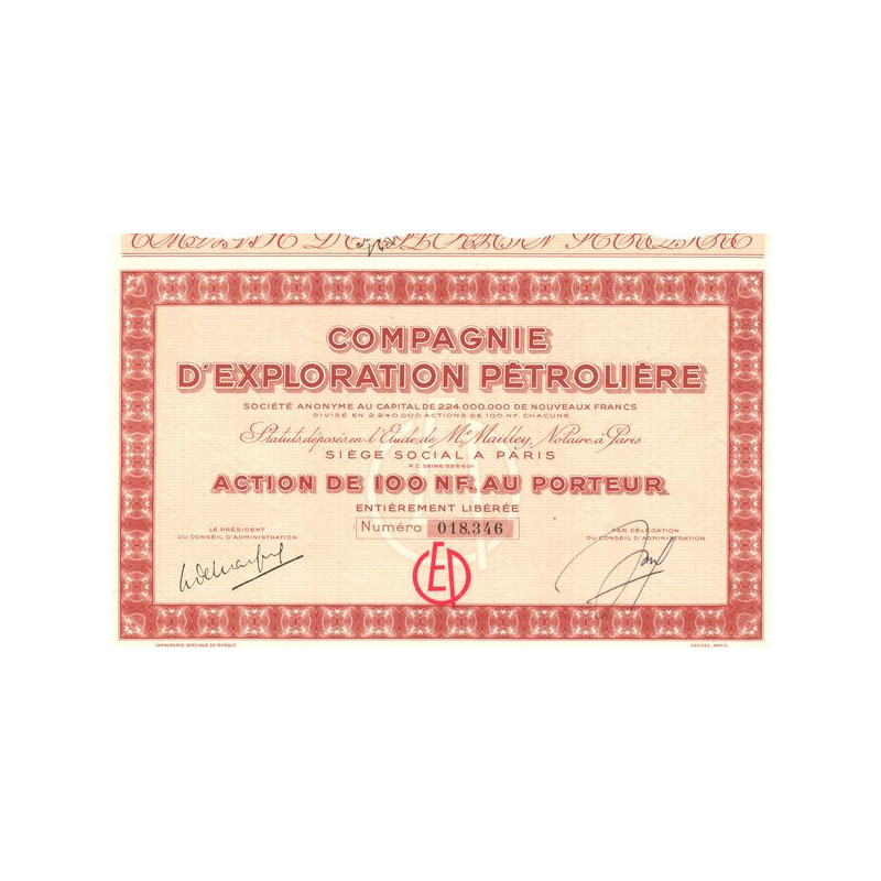 Cie d'Exploration Pétrolière (Act 100 NF)
