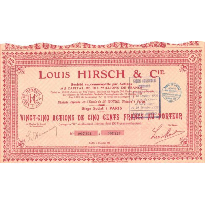 Louis Hirsch & Cie (Titre 25 Act 500 F)
