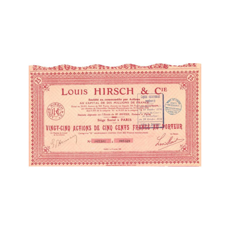 Louis Hirsch & Cie (Titre 25 Act 500 F)