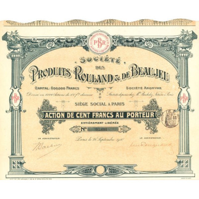 Sté des Produits Rouland & de Beaujeu (Act 100 F)