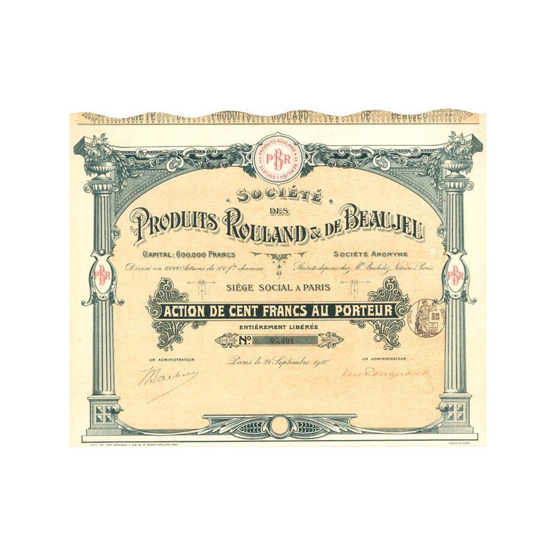 Sté des Produits Rouland & de Beaujeu (Act 100 F)