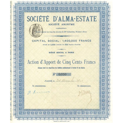 Sté d'Alma-Estate (Act 500 F)
