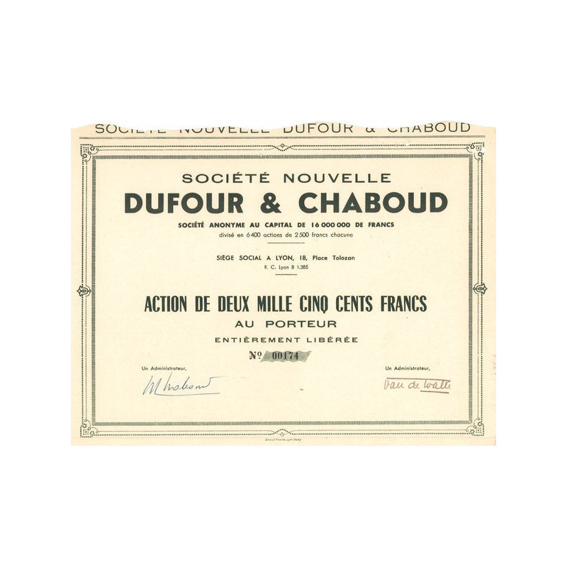 Sté Nouvelle Dufour & Chaboud (Act 2500 F)