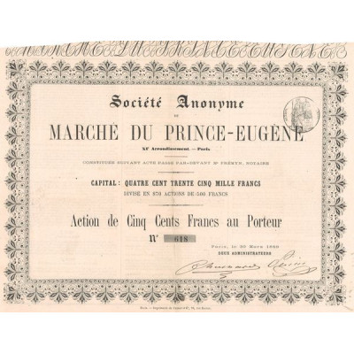 S.A. du Marché du Prince-Eugène (Act 500 F)