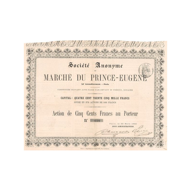 S.A. du Marché du Prince-Eugène (Act 500 F)