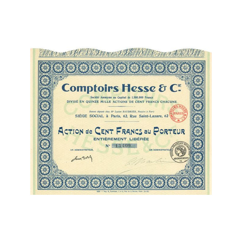 Comptoirs Hesse & Cie (Act 100 F)