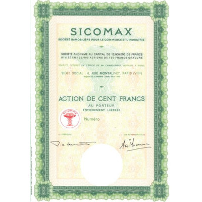 Sicomax - Sté Immobilière pour le Commerce et l'Industrie (Act 100 F) (Blanquette)