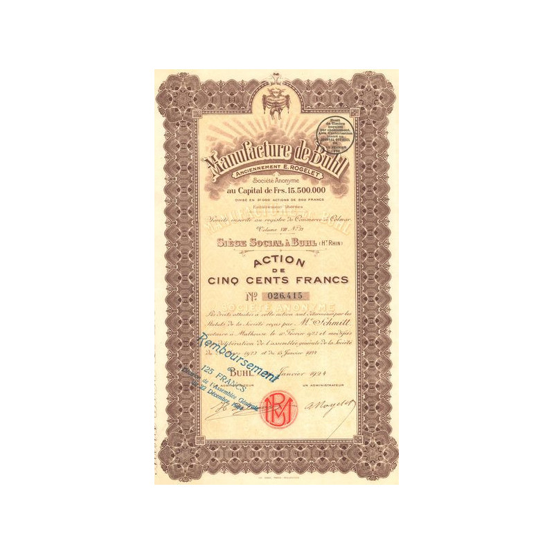 Manufacture de Buhl Anciennement E. Rogelet (Act 500 F)