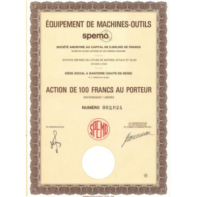 Equipement de Machines-Outils Spemo (Act 100 F)