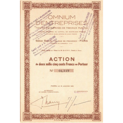 Omnium d'Entreprises - Toutes Entreprises de Travaux Publics (Act 2500 F)