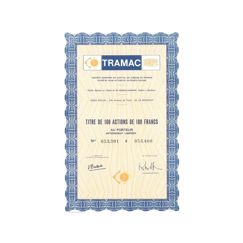 Tramac Derruppé (Titre 100 Act 100 F)
