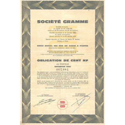 Sté Gramme (Obl 100 NF)