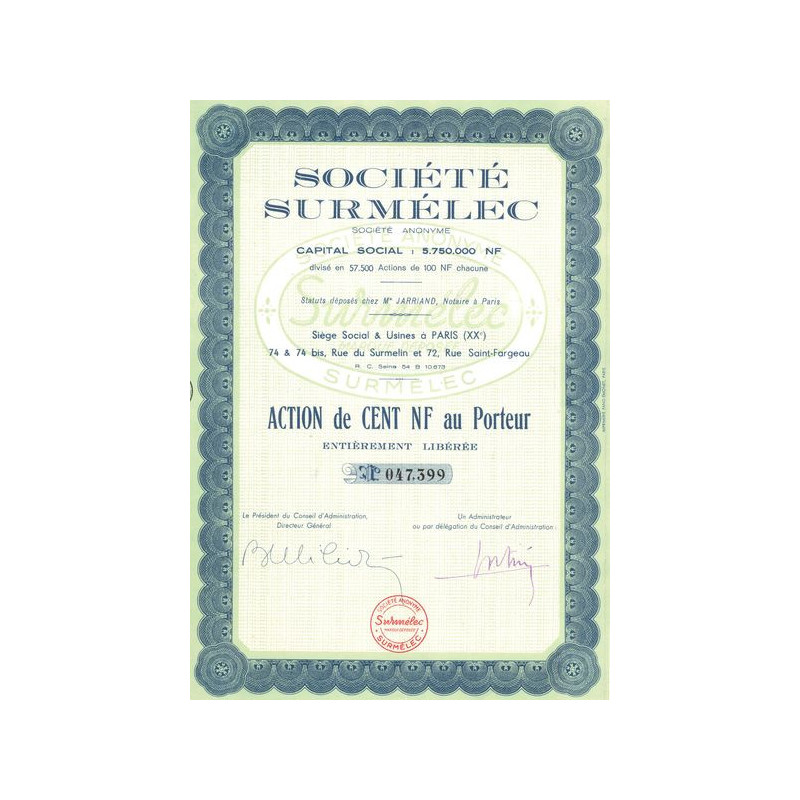 Sté Surmélec (Act 100 NF)