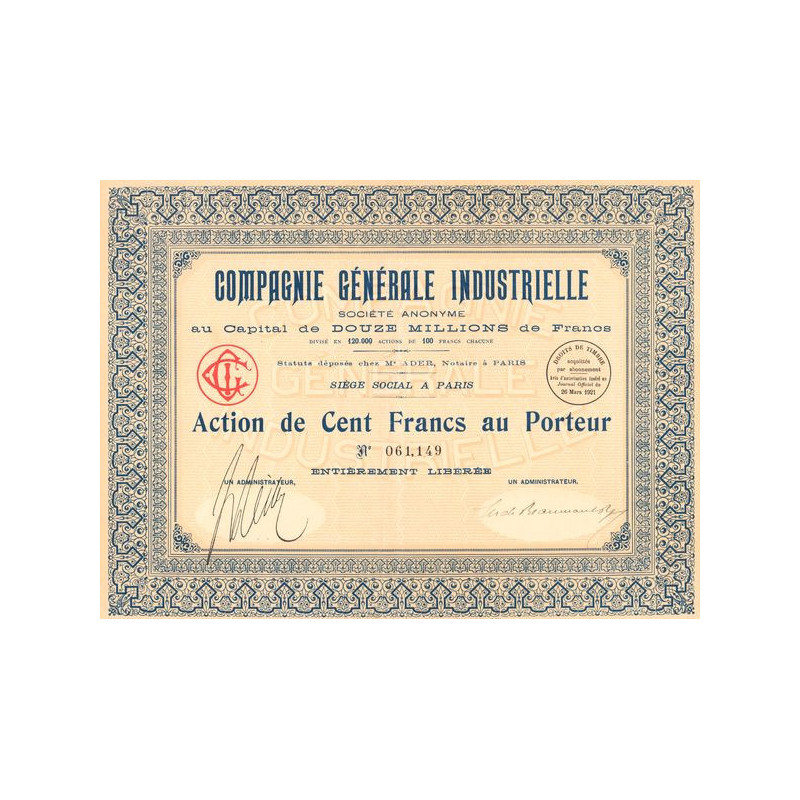 Cie Gale Industrielle (Act 100 F)