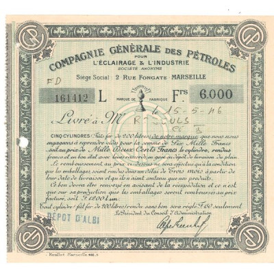 Cie Gale des Pétroles pour l'Eclairage & l'Industrie (Bon de remboursement)