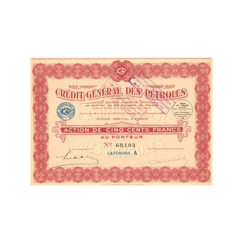 Crédit Gale de Pétroles (Act 500 F)