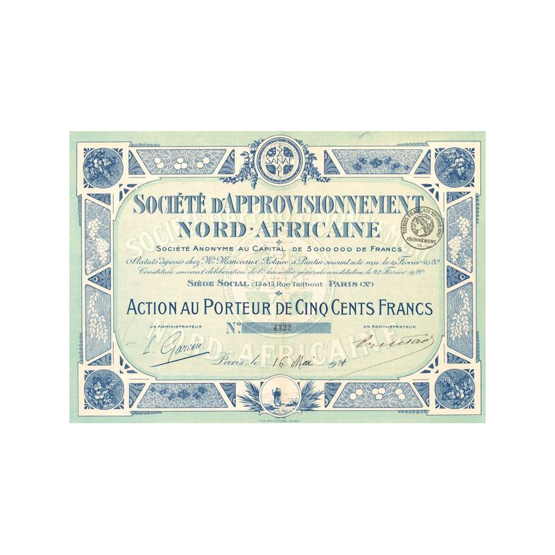 Sté d'Approvisionnement Nord Africaine (Act 500 F)