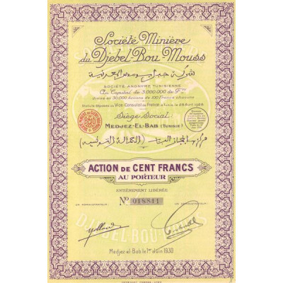 Sté Minière du Djebel-Bou-Mouss (Act 100 F)