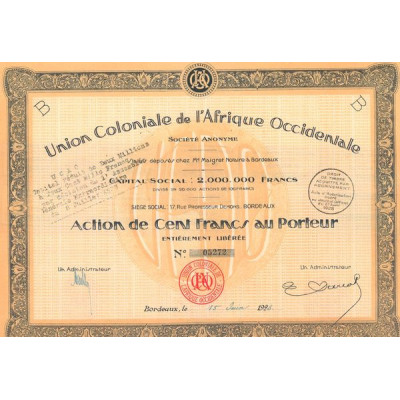Union Coloniale de l'Afrique Occidentale (Act 100 F) (B)