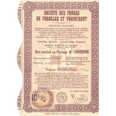 Sté des Forges de Froncles et Vraincourt (Bon partiel)