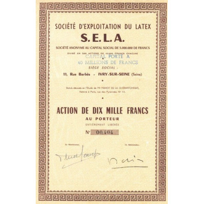 Sté d'Exploitation du Latex S.E.L.A. (Act 10000 F)