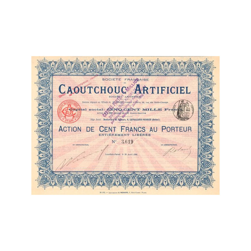 Sté Française du Caoutchouc Artificiel (Act 100 F)