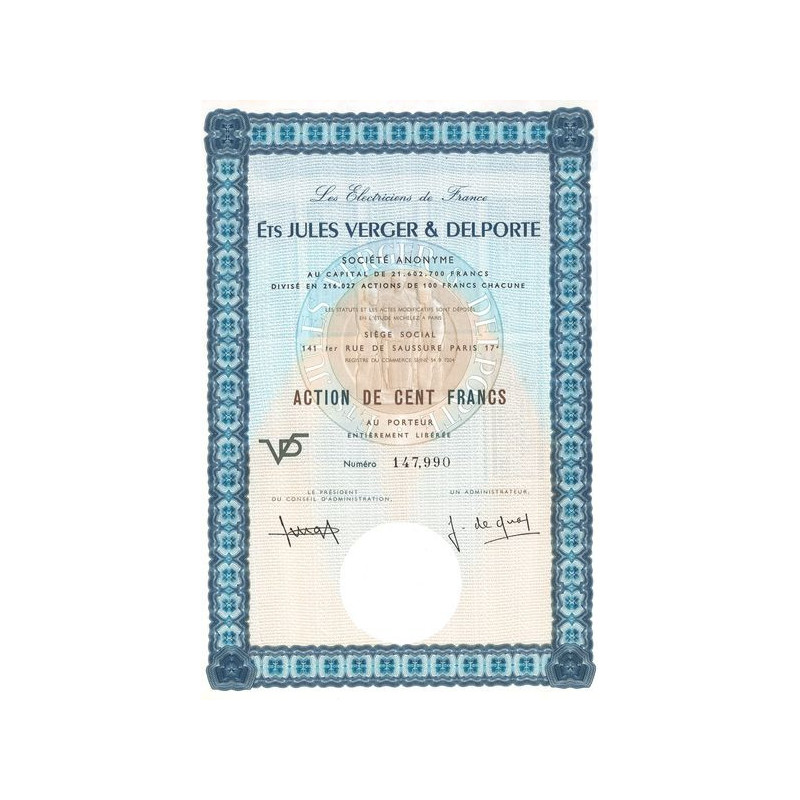Les Electriciens de France - Ets Jules Verger & Delporte (Act 100 F)