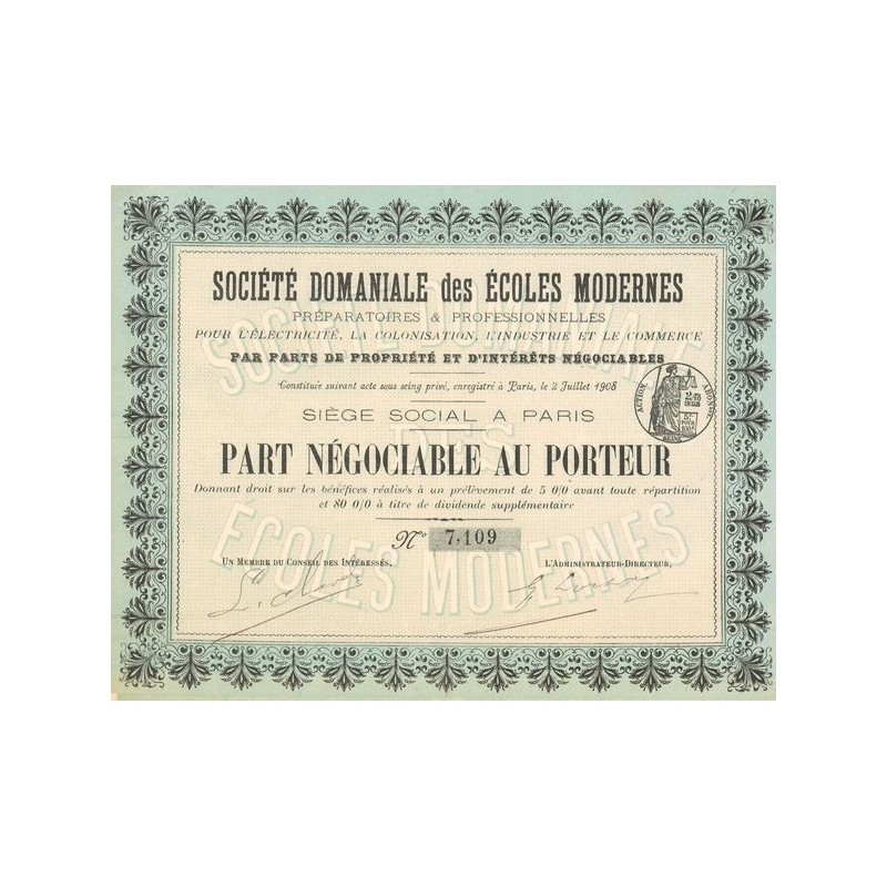 Sté Domaniale des Ecoles Modernes Préparatoires & Professionnelles pour l'Electricité. La Colonisation. ²l'Industrie et le Comme