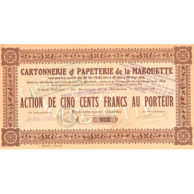 Cartonnerie et Papeterie de la Marquette (Act 500 F)