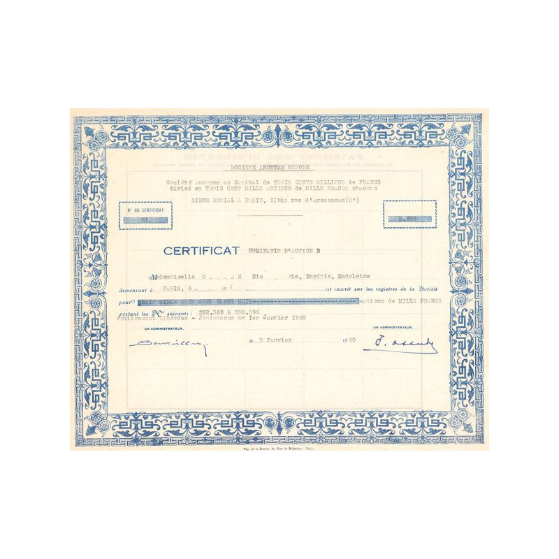 S.A. Ossude (Certif Nomin d'Act B)