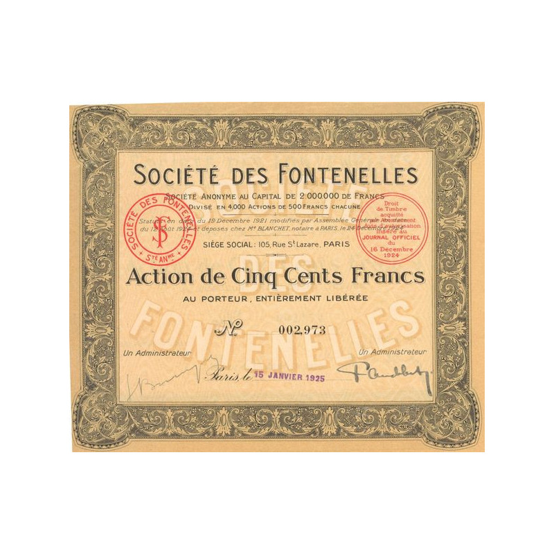 Sté des Fontenelles (Act 500 F)