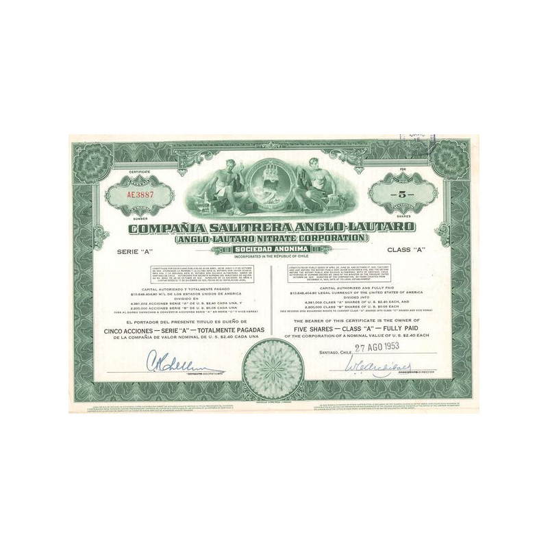 Cia Salitrera Anglo-Lautaro (Anglo-Lautaro Nitrate Corporation) (Titre 05 Act $ 2.40)