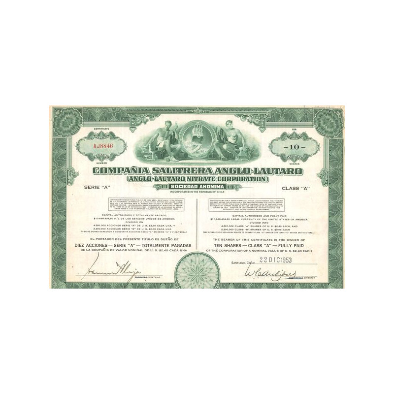 Cia Salitrera Anglo-Lautaro (Anglo-Lautaro Nitrate Corporation) (Titre 10 Act $ 2.40)