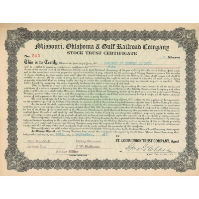 Missouri. Oklahoma & Gulf Railroad Cy (Certif Nomin Titre 05 Act)