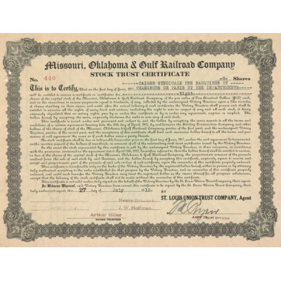 Missouri. Oklahoma & Gulf Railroad Cy (Certif Nomin Titre 08 Act)