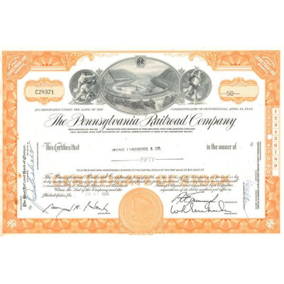 The Pennsylvania Railroad Cy (Certif Nomin Titre 50 Act 10$)