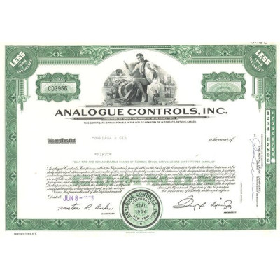Analogue Controls Inc (Certif Nomin Titre 50 Act 1 Cents)