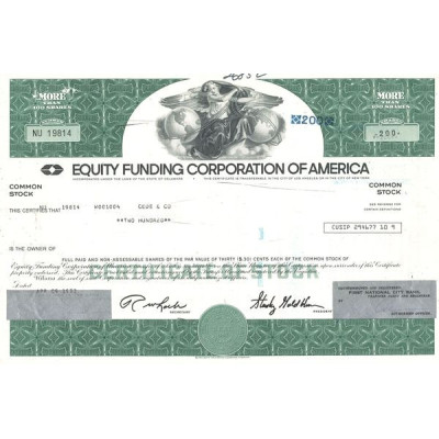 Equity Funding Corp of America (Certif Nomin Titre 200 Act 30 Cents)