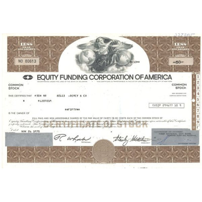 Equity Funding Corp of America (Certif Nomin Titre 50 Act 30 Cents)