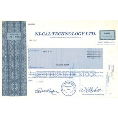 Ni-Cal Technology Ltd (Titre 25 Act 0.01$)